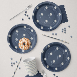 Prato De Papel Aster Botânico Espalhado Delicado | Azul-Marinho I
