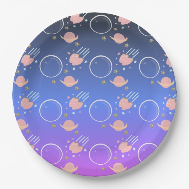 Prato De Papel Asteróide do Mês Rosa Sol Galáxia Aniversário (Frente)