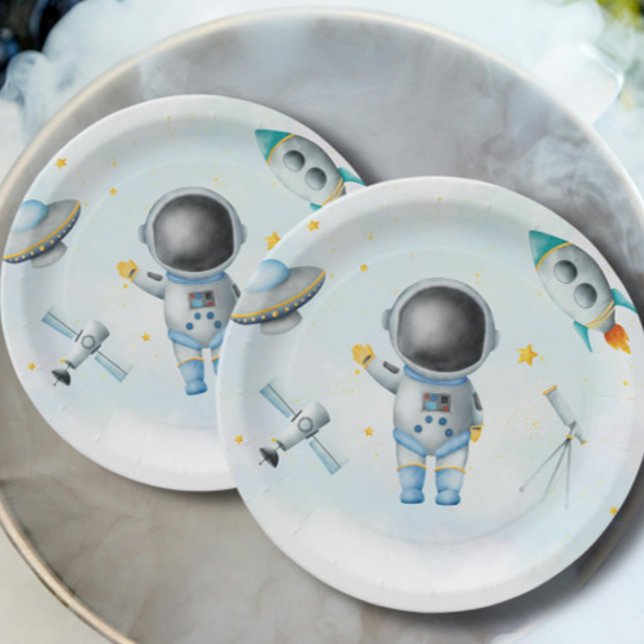 Prato De Papel Astronauta Espacial Boy fogueira com Chá de fralda (Criador carregado)