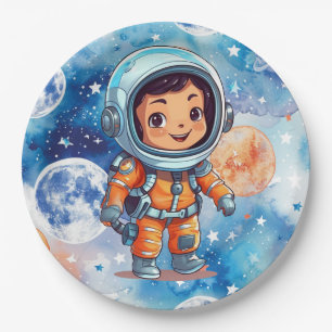 Prato De Papel Astronauta Happy Birthday