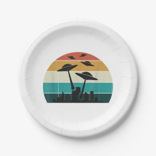Prato De Papel Ataque OVNI Retroativo Sunset - Legal Molho Voador