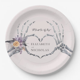 Prato De Papel 'Até a morte nos separe | Casamento de Halloween