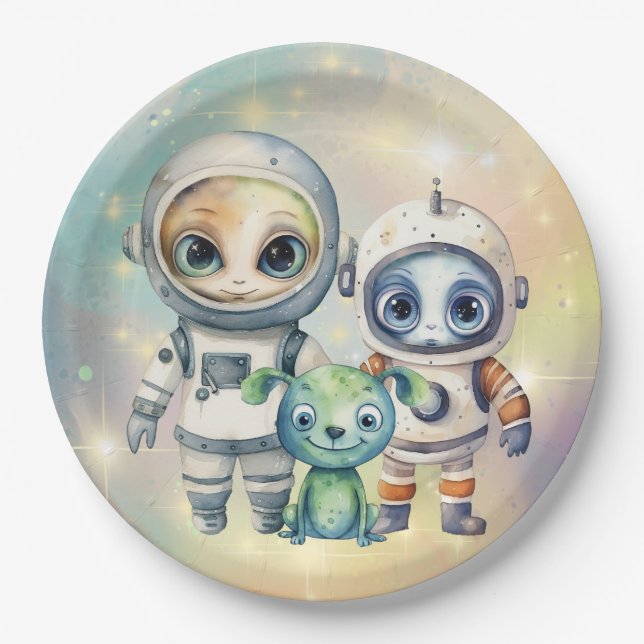 Prato De Papel Atenção Placas de Papel Simples Intergalácticas (Frente)