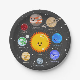 Prato De Papel Ativista do sistema solar - estrela de aniversário