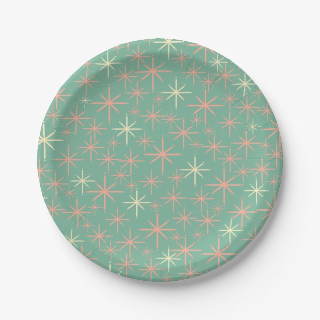 Prato De Papel Atmosfera Retrorívora Estrelas Teal Mint Rosa (Frente)