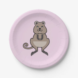 Prato De Papel Austrália - Happy QUOKKA - Natureza - Partido Rosa
