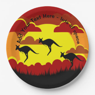 Prato De Papel Austrália Kangaroos Red Black 9" Paper Pla