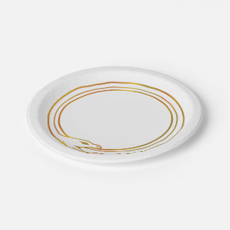 Prato De Papel Auto dourado do cobra de Ouroboros que ingere o