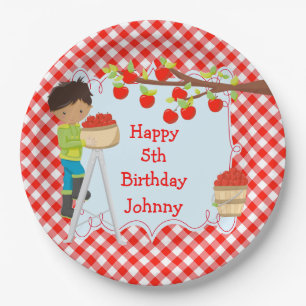 Prato De Papel Autumn Apple Picting African American Birthday