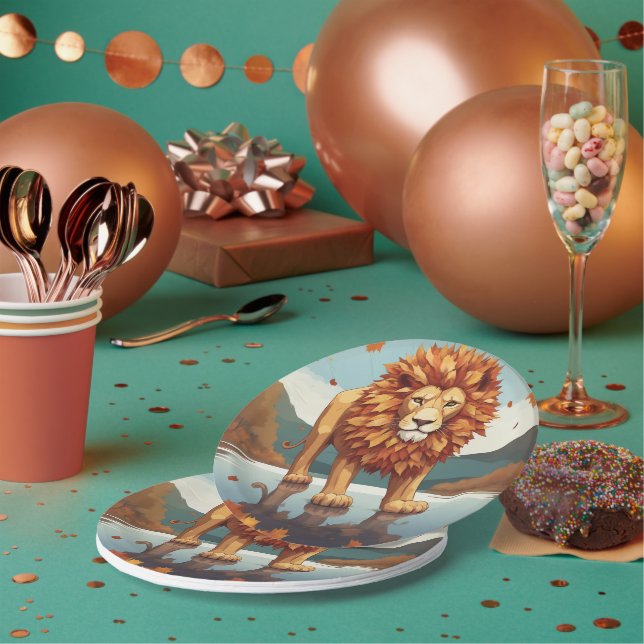 Prato De Papel Autumn Deixa O Leão Masculino (Múltiplo)