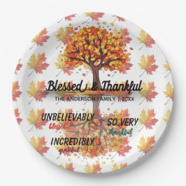 Prato De Papel Autumn Fall Tree Happy Thanksgiving Blessed