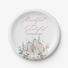 Prato De Papel Autumn Floral Pumpkin Ação de Graças