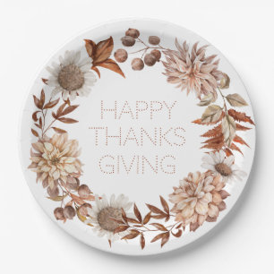 Prato De Papel Autumn Floral Thankiness Plates