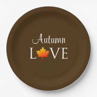 Prato De Papel Autumn Love Rustic Casamento outono Orange Leaf
