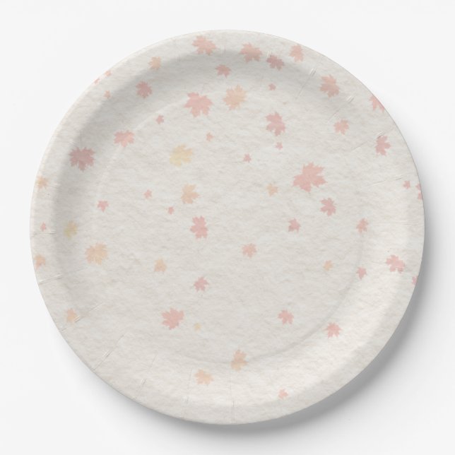 Prato De Papel Autumn Maple Leaf | Soft Orange & Yellow Design (Frente)