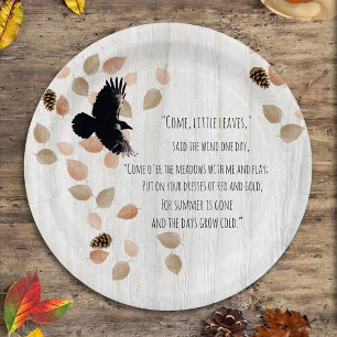 Prato De Papel Autumn Nostalgy Poetry Windy Sai do Voo Crow