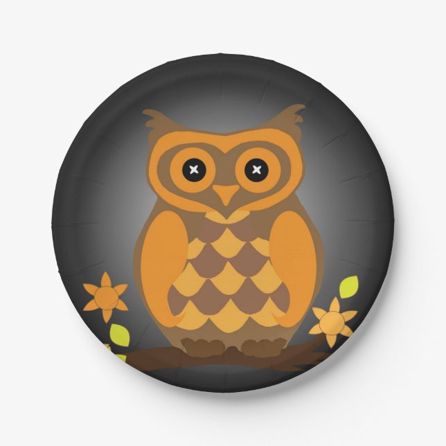 Prato De Papel Autumn Orange Owl (Frente)