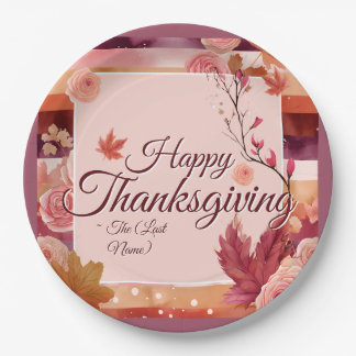 Prato De Papel Autumn Rose Happy Thanksgiving Paper Napkin
