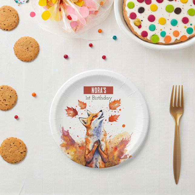 Prato De Papel Autumn vibes Fox - Festa de aniversário - (Criador carregado)