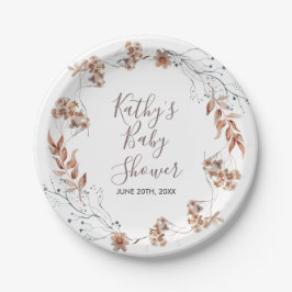 Prato De Papel Autumn Wilflower Watercolor Paper Plates Party