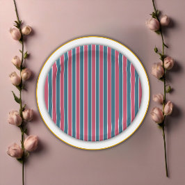 Prato De Papel Aventura Aguarda Chá de fraldas Azul Festivo Rosa