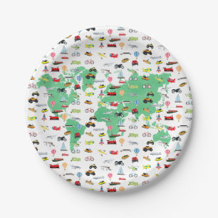 Prato De Papel Aventura aguarda veículos do mapa mundial
