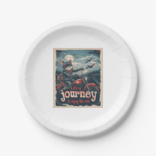 Prato De Papel Aventura de Gato Biker