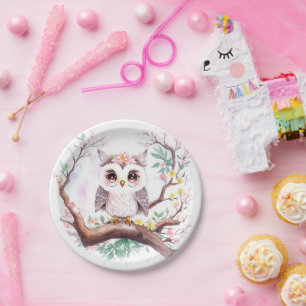 Prato De Papel Aventura Floresta Chá de fraldas de Coruja