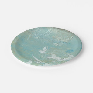 Prato De Papel Aves Brancas Voando Pelo Céu Azul