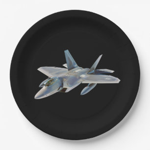 Prato De Papel Avião de combate do raptor F-22 no preto
