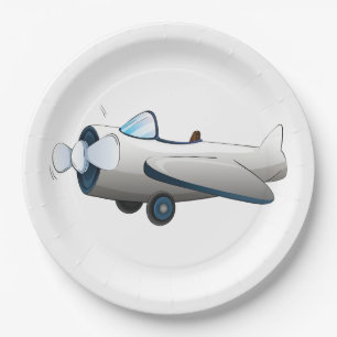 Prato De Papel Avião de Propulsor de Desenho Animado Branco Estil