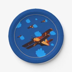 Prato De Papel Avião e Céu Azul - avião de colheita/Aviação