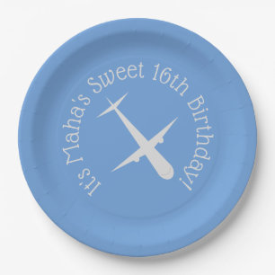 Prato De Papel Avião personalizado azul
