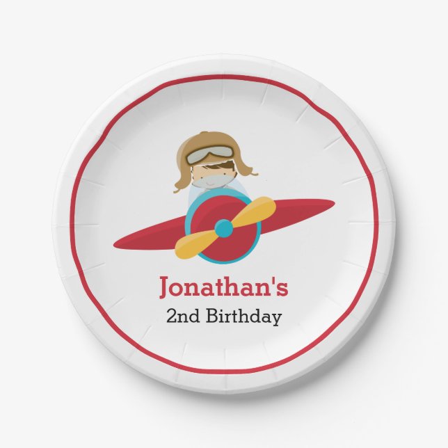 Prato De Papel Avião vermelho com placas de papel piloto (Frente)