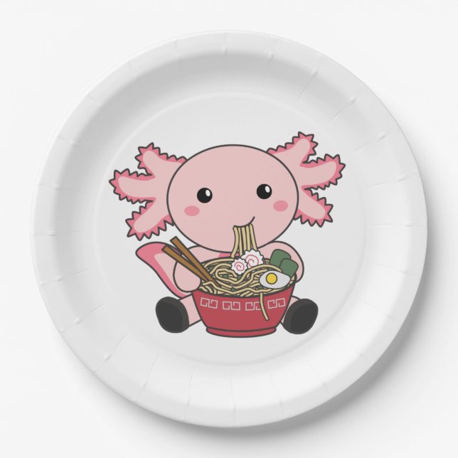 Prato De Papel Axolotl Comida Ramen Comida Japonês Kawaii Animais (Frente)