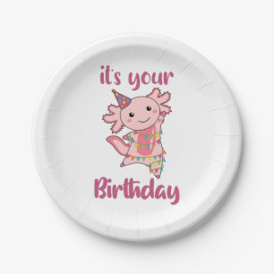 Prato De Papel Axolotl Deseja Feliz Aniversário Para Você Axolo