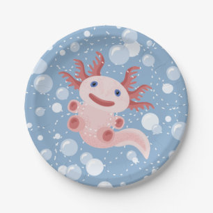 Prato De Papel Axolotl e o design corajoso do vetor das bolhas