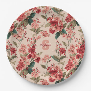 Prato De Papel Azalea - Padrão Floral Vintage Pink - Clássico