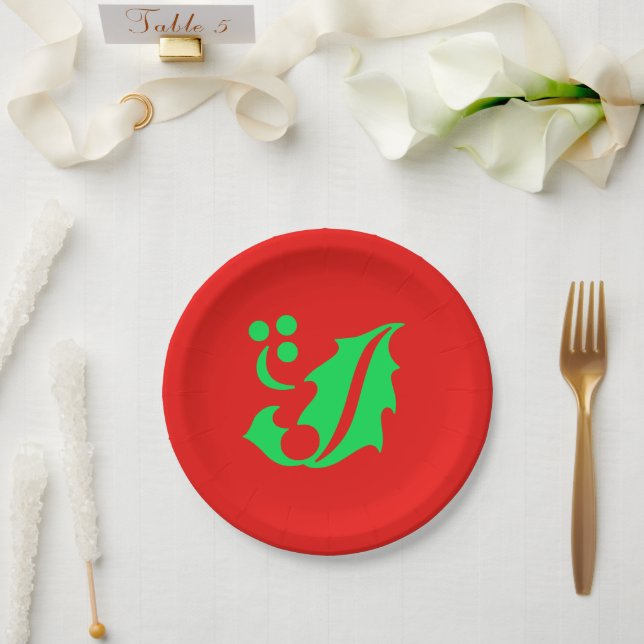 Prato De Papel Azevinho de Natal Vermelho Verde 4Geri (Casamento)