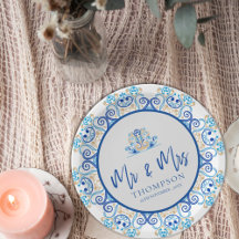 Azul Amarelo Ornamental Sr. Festa de casamento