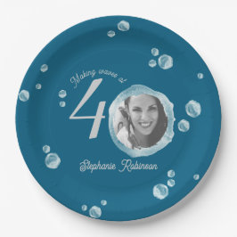 Prato De Papel Azul Azul-Azul-aniversário de 40 anos