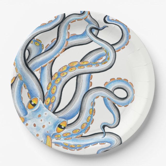 Prato De Papel Azul Azul Azul Azul-Azul Funky (Frente)