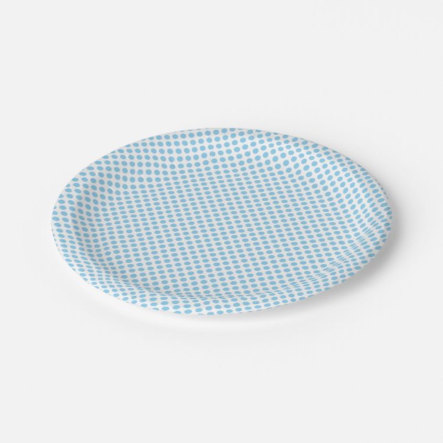 Prato De Papel Azul-bebê em Bolinhas brancas de tamanho pequeno (Inclinado)