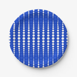 Prato de Papel Azul Cobalto e Pontos Brancos