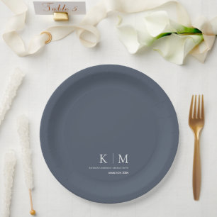 Prato De Papel Azul e Branco—Anéis de Casamento-
