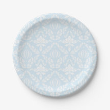 Azul e Branco Damask Floral Elegante