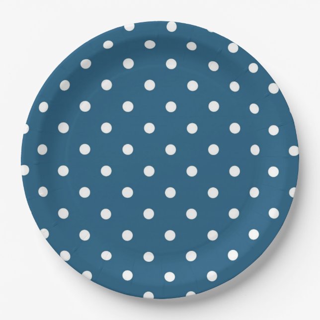 Prato De Papel Azul escuro com Bolinhas (Frente)