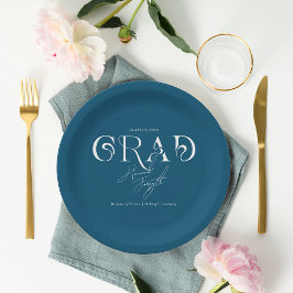 Prato De Papel Azul Moderno Minimalista | Festa de Graduação