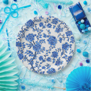 Prato De Papel Azul Oriental Chinoiserie