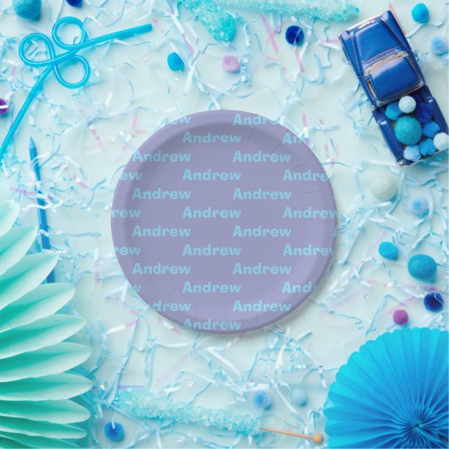 Prato De Papel Azul Personalizado (Festa)